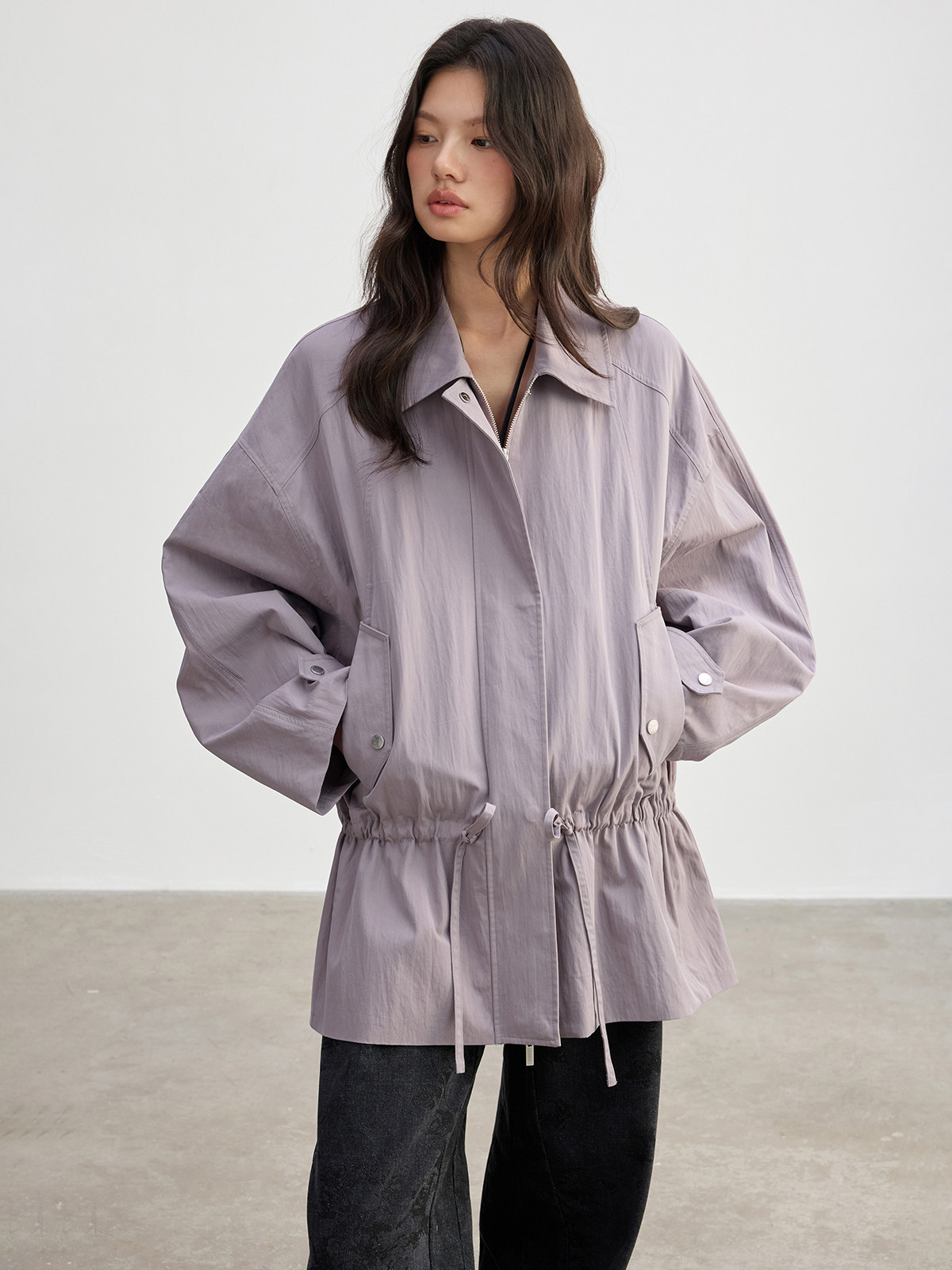 Vintage Windbreaker Nylon - JUSLIN Lässiger Stil Baumwoll-Nylon-Mischgewebe Windbreaker-Jacke Vintage