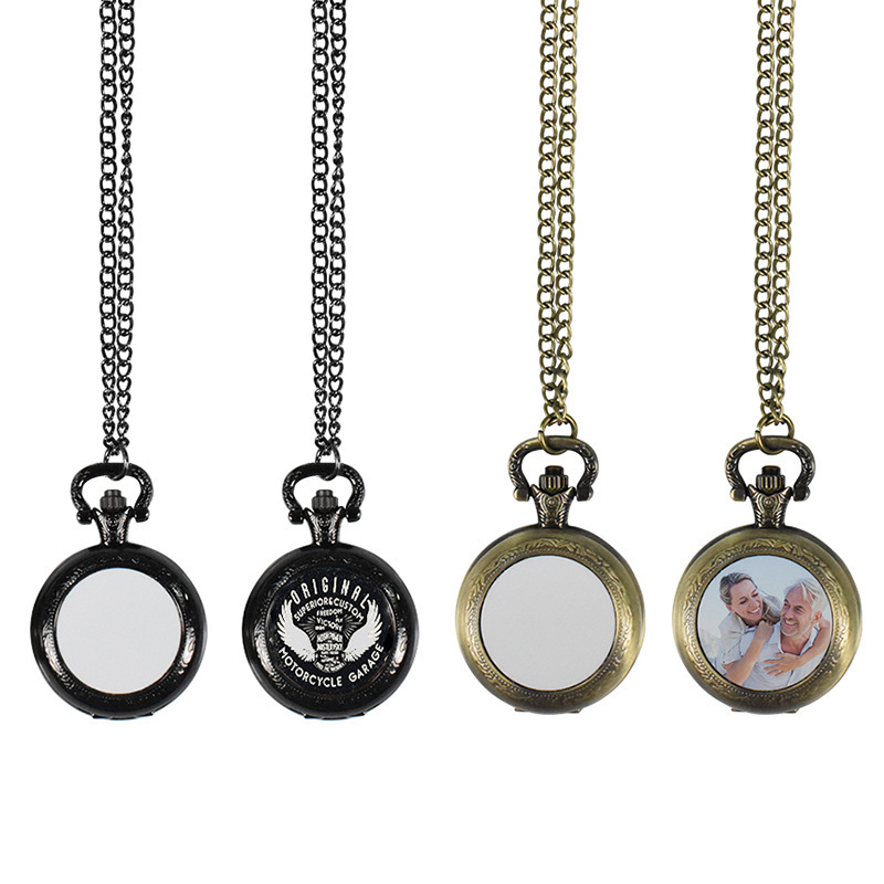 Vintage Fashion Outfit - Maßgefertigte Vintage Metall-Taschenuhr Anhänger-Halskette Klassische Uhren-Halskette