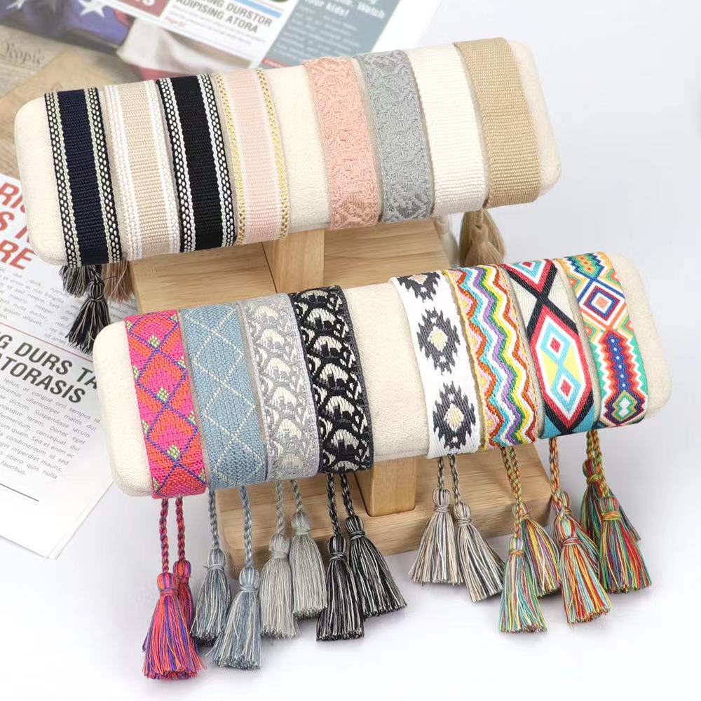 Vintage Vibes Fashion - Plain Woven Armbänder Candy Farbe Stapeln