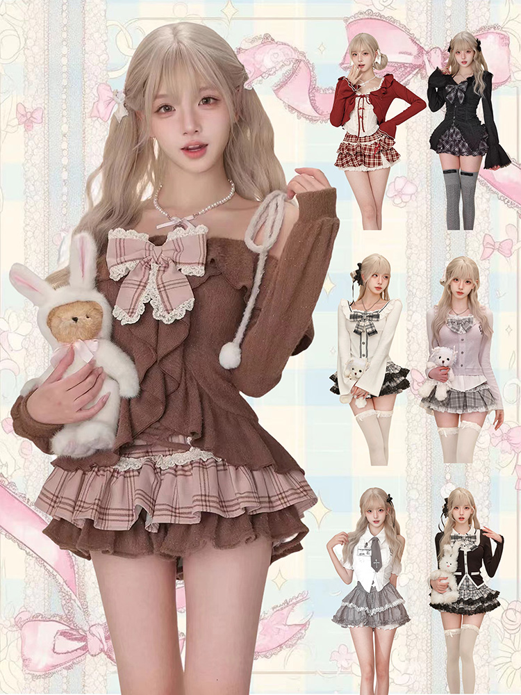 Vintage Fashion Outfit - Gothic Y2k Vintage Preppy Style 2-teiliges