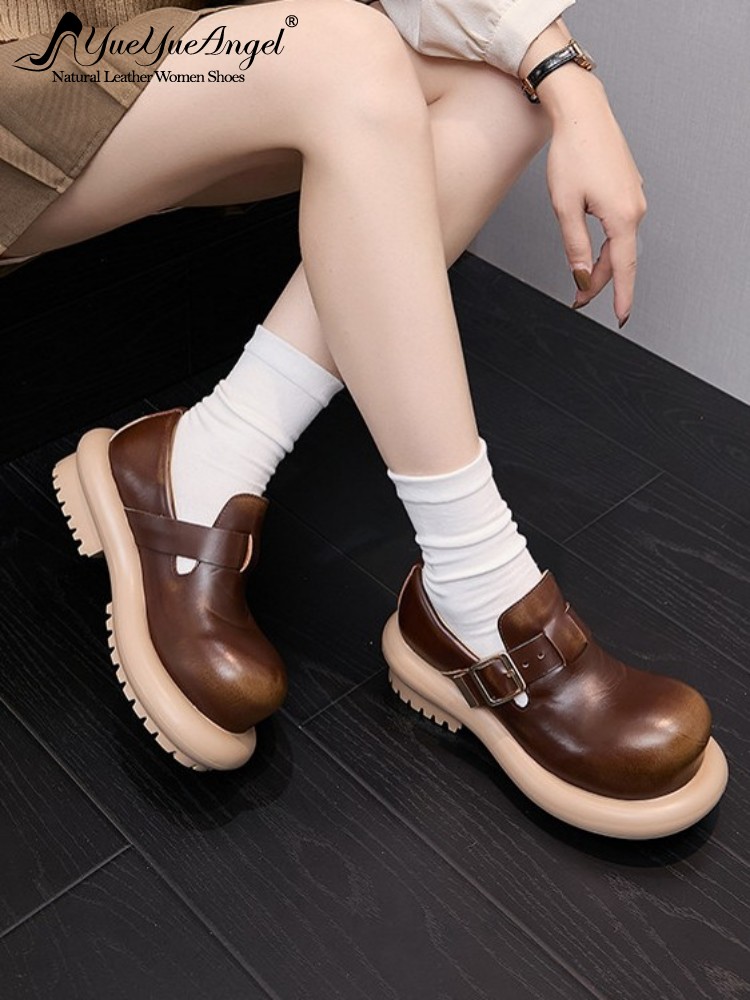 Vintage Fashion For Men - Britischer Vintage-Stil Rindsleder Echtleder Derby-Schuhe Damen