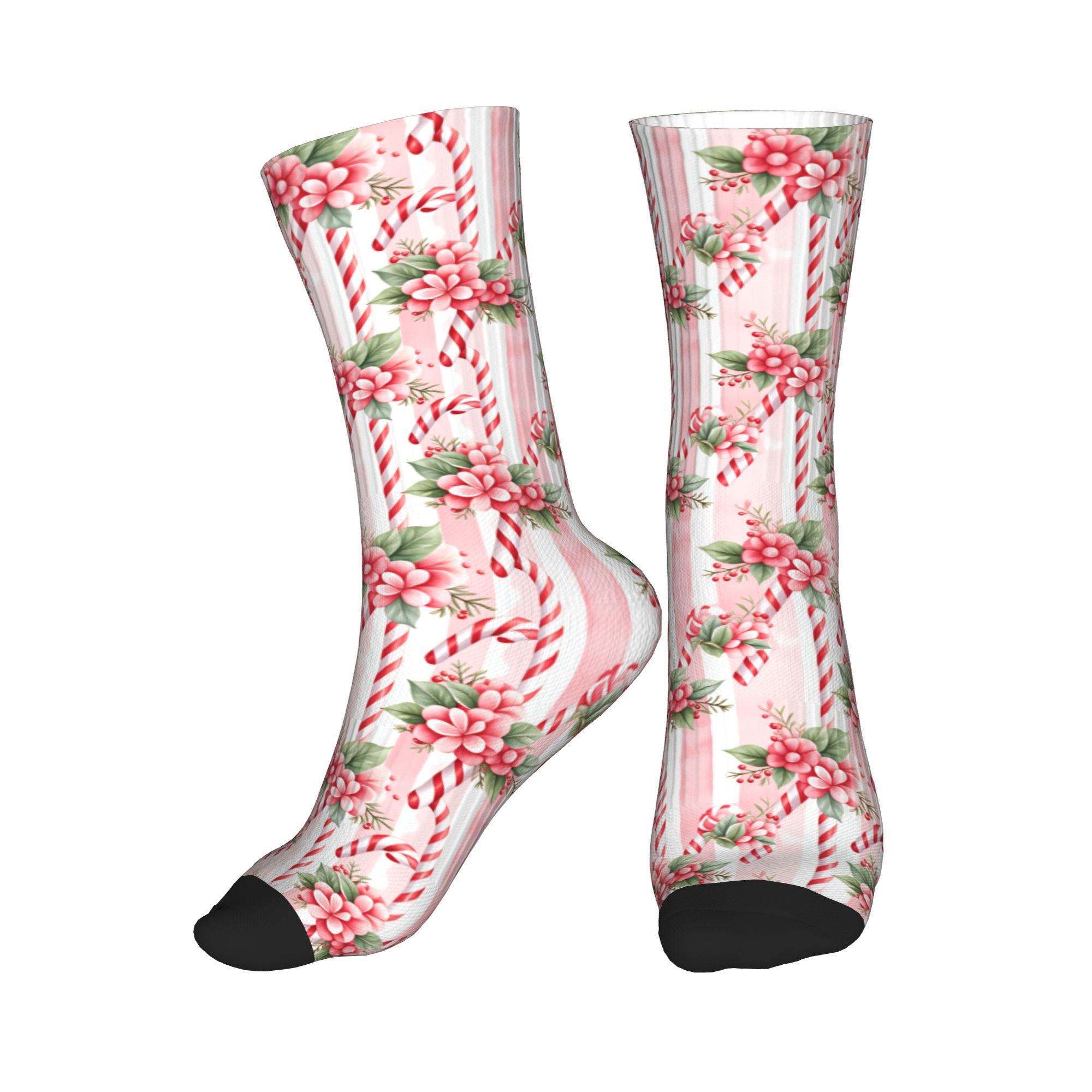 Vintage Fashion For Men - Modische bedruckte Vintage-Socken mit rosa Zuckerstangen-Weihnachtsmuster