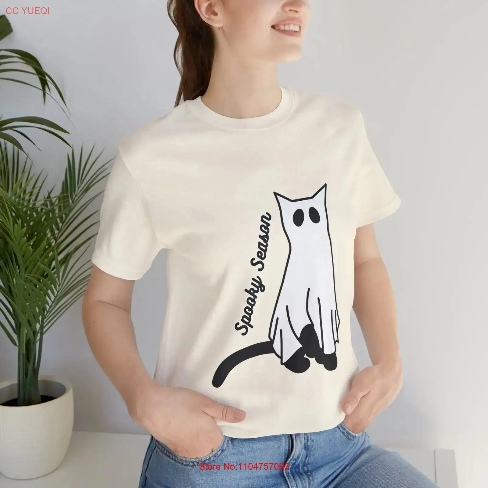 Vintage Vibes Fashion - Halloween Spooky Season Cat Ghost T-Shirt
