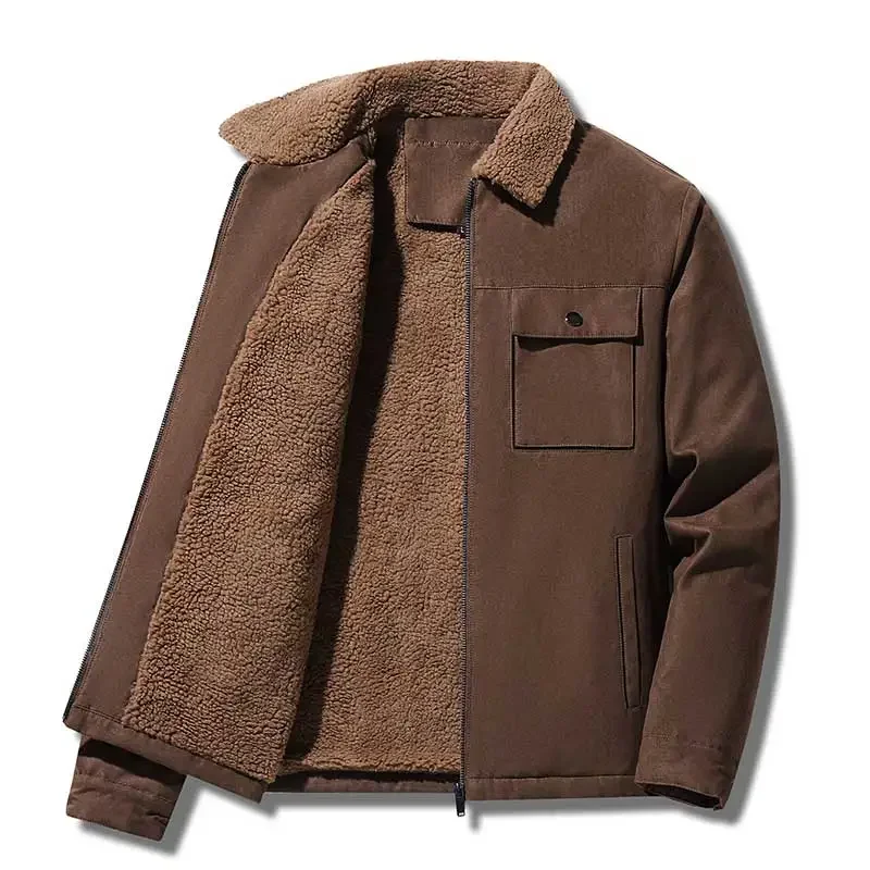 Vintage Windbreaker Nylon - Winter Herrenjacken Wildleder Warmes Fleece Dick