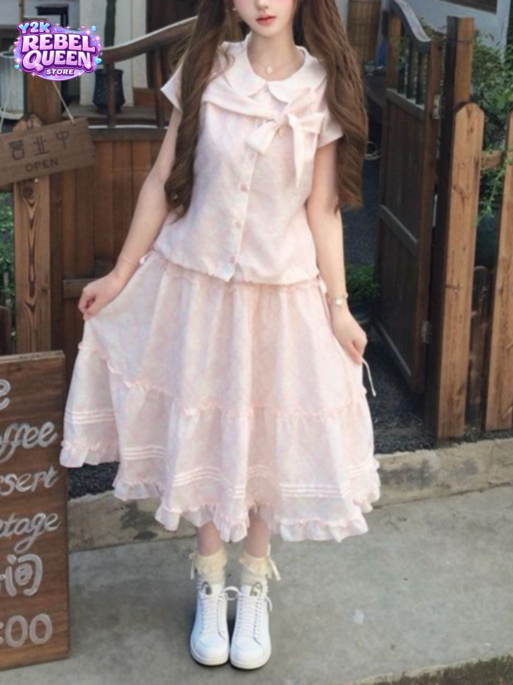 Vintage Fashion Outfit - Japanisches Vintage-Set: Süßes Oberteil mit Peter-Pan-Kragen