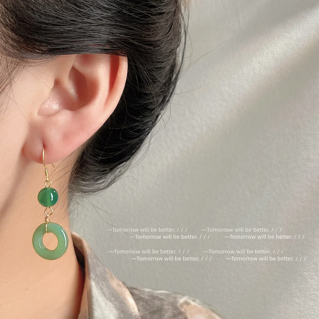 Grüne echte Jade Ring Ohrringe – Vintage Fashion Outfit Bewertung und Preis
